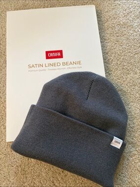 CANIFA Satin Lined Beanie For Men or Women - One Size - Dark Grey - NIB
